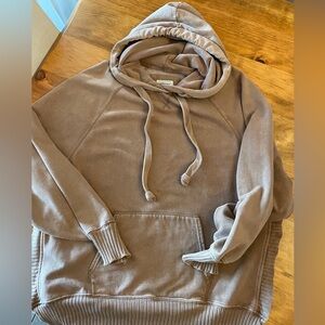 A&E fleece oversized slit side hoodie